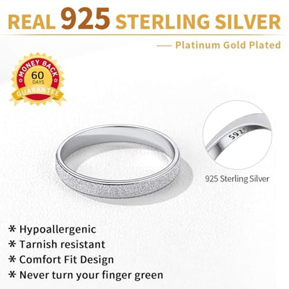 ChicSilver 925 Sterling Silver Ring Customizable Sandblast Finish/Multi-Faceted Ring Wedding Band Comfort Fit Size 4-12 - color: Sandblast Finish