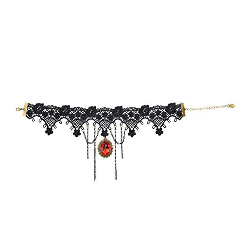 iWenSheng Halloween Costumes Jewelry for Women - Steampunk Black Lace Choker Necklace Gothic Jewelry Accessories, Vampire Choker Necklace Costume for Teen Girls - color: 2#