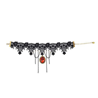 iWenSheng Halloween Costumes Jewelry for Women - Steampunk Black Lace Choker Necklace Gothic Jewelry Accessories, Vampire Choker Necklace Costume for Teen Girls - color: 2#