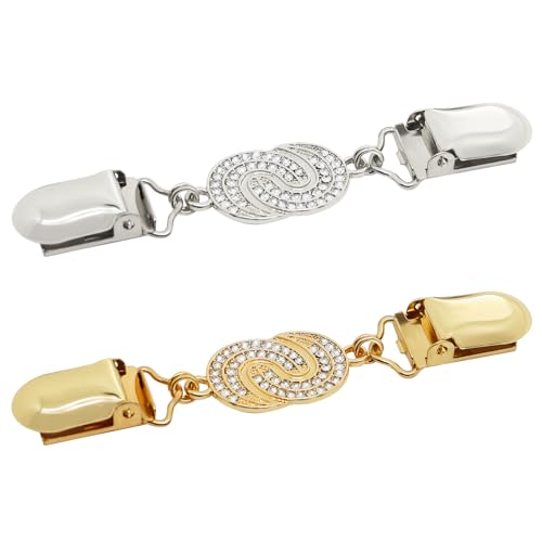 Frutain 2Pcs Cinch Clip Waist Cincher Clips for Women Dress Back Cinch & Shawl Cardigan Sweater Shirt Fasteners(GS) - style: Gs-2 Row Rhinestone-c