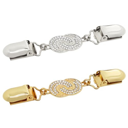 Frutain 2Pcs Cinch Clip Waist Cincher Clips for Women Dress Back Cinch & Shawl Cardigan Sweater Shirt Fasteners(GS) - style: Gs-2 Row Rhinestone-c