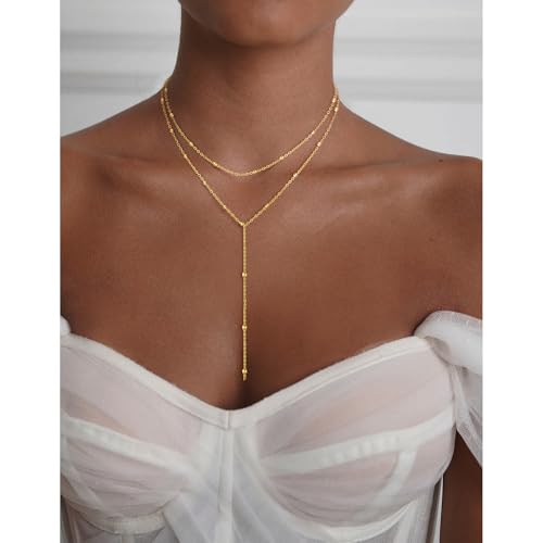 VIROMY Gold Long Y Necklaces for Women Trendy - Dainty Lariat Chain Drop Pendant Necklace for Women Gold Statement Jewelry - color: Y Necklace 02