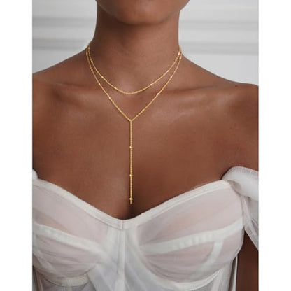 VIROMY Gold Long Y Necklaces for Women Trendy - Dainty Lariat Chain Drop Pendant Necklace for Women Gold Statement Jewelry - color: Y Necklace 02