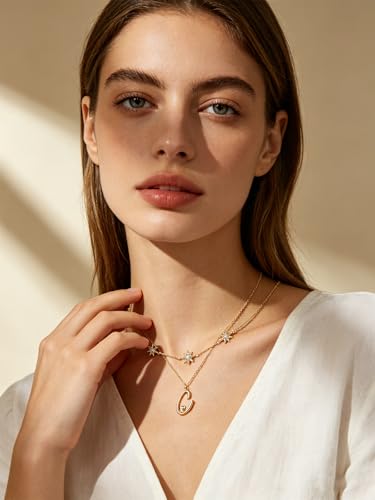 14K Gold A-Z Initial Lette Necklace Star Choker Women Necklace | Personalized Initial Jewelry, Meaningful Name Letter Gift for Women Wife Mom Friend, Perfect Present For Birthday/Anniversary - style: 14K Gold-C