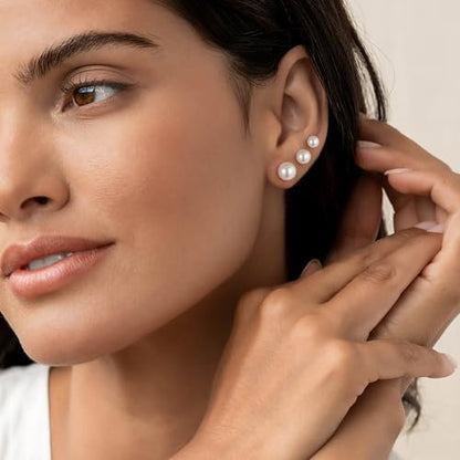 6 Pairs Hypoallergenic Flat Back Earrings for Women Girls,Stud Earring Set | Cartilage Earrings for Sensitive Ears,Cubic Zirconia Ball Pearl Earring,Screw Back Helix Conch Piercing Sets,Jewelry Gifts - color: Pearl-14K-Gold-Plated
