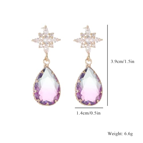 Crystal Earrings CXUEMH Teardrop Earrings for Women Blue and Green Dangle Earrings Elegant Earrings for Prom Emerald Green Earrings Formal Jewelry Crystal Drop Earrings - color: Style H