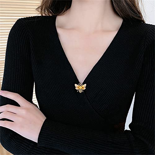 Rhinestone Bee Brooch Pin for Women Girls Fashion Cute Yellow Black Crystal Honeybee Bumblebee Animal Insect Brooches Lapel Pins Dainty Dress Accessories Wedding Christmas Birthday Jewelry Gift