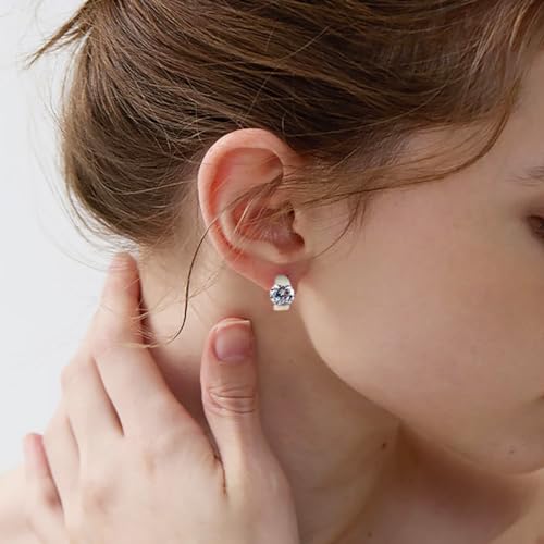 Sterling Silver Hoop Earrings, Hoops CZ Cubic Zirconia White Gold Plated Huggie Hoop Earrings for Women Gift 1.2 ct - color: Silver