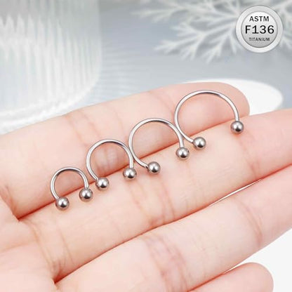 20G 18G 16G 14G 12G Horseshoe Nose Ring Titanium Septum Rings Piercing Jewelry Cartilage Conch Helix Rook Lip Tragus Earring Hoop Eyebrow Retainer For Women Men 6mm 8mm 10mm 12mm 14mm 16mm 19mm - size: Ball: 18G - 6MM