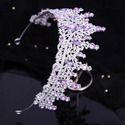 Tiaras and Crowns for Women Crystal Princess Tiaras Rhinestone Queen Crowns For Wedding Bridal Birthday Prom Pageant Party (Tiara 100) - color: Silver Purple