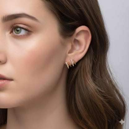 18K Gold Plated Stainless Steel Statement Earrings for Women - Trendy Hoops with Cubic Zirconia - Lightweight Non-Tarnish Waterproof Fashion Jewelry Gift - style: Ear Clip statement earrings
