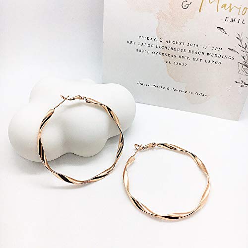 Rose/White/18k Gold Plated Hoop Earrings Lightweight Hoop Earrings For Women Loop Earrings 1in 2in - color: Rose Gold, size: 50mm