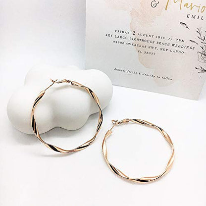 Rose/White/18k Gold Plated Hoop Earrings Lightweight Hoop Earrings For Women Loop Earrings 1in 2in - color: Rose Gold, size: 50mm