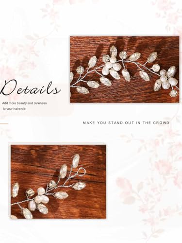 Asooll Bridal Hair Vine Silver Wedding Hair Accessories Rhinestone Headpiece for Women