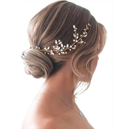 JAKAWIN Bride Wedding Hair Piece Rhinestone Bridal Hair Accessories Diamond Hair Vine for Women HV113 - color: 3 A Gold