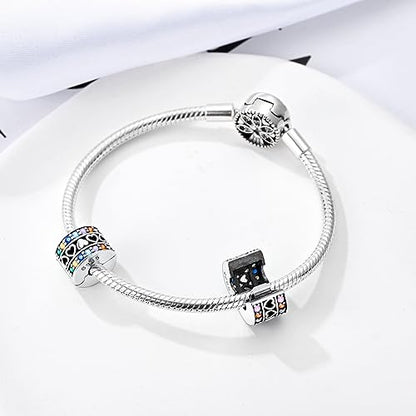 Pandach 925 sterling silver Clip Spacer Charm for Bracelet Clip Lock Stopper Bead Spacer European Openable Beads 2Pcs - style: 2-KJC781