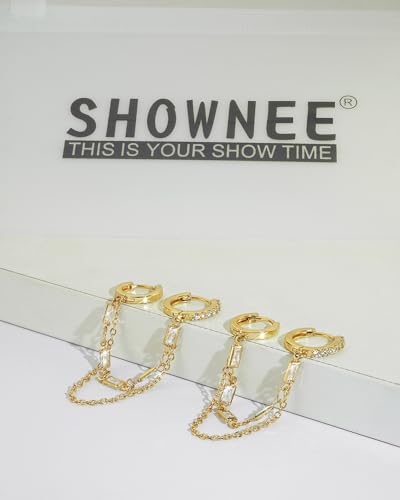 Tassel Chain Small Gold Hoop Dangle Earring For Women Huggie Earring Heart Star CZ 14K Gold Plated Fashion Jewelry Graduation Gift for Her Mothers Day Gifts for Mom - color: Double-Circle-Gold