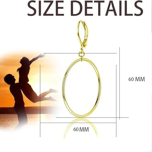 Silver Large Big Circle Hoop Dangle Earrings for Women Hypoallergenic - style: Gold 60mm
