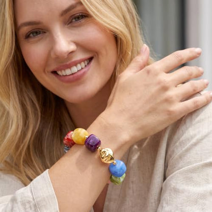 Chunky Beaded Bracelet for Women-Boho Bold Acrylic Resin Stretch Bracelets Trendy Summer Beach Elastic Bangle Vacation Jewelry Accessories - color: Style 2-Colorful