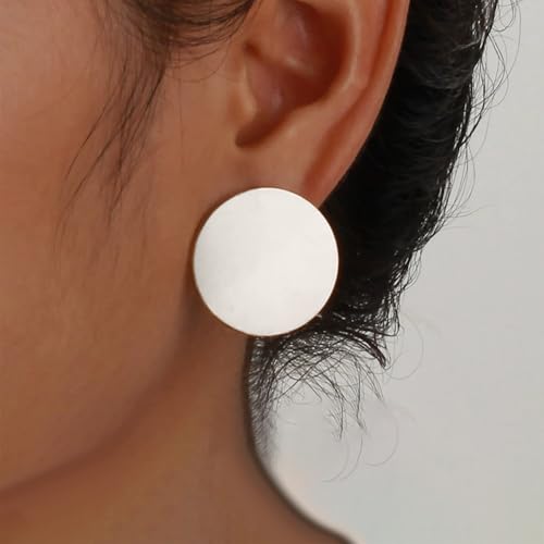 Acrylic Large Round Earrings Tortoise Shell Resin Big Circle Earrings Brown Acrylic Leopard Studs Large Round Disc Studs Jewelry for Women - color: White