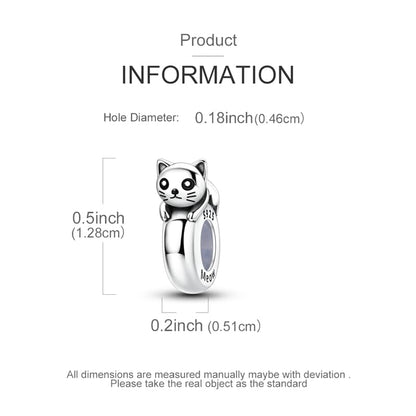 2pcs Stopper Spacer Beads for Pandora Bracelets, Sterling Silver Cross Ladybug Clip Spacer Charms For Bracelet DIY Jewelry Gift - color: Cat