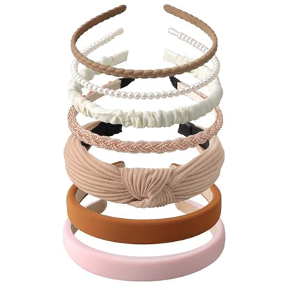 7pcs Headbands for Women Girls Trendy Women Headbands Set, Non Slip | Head Bands for Women's Hair Accessories Diademas Para Mujer De Moda - color: Brown2