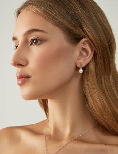 EAMTI Pearl Earrings for Women 925 Sterling Silver Freshwater Cultured Pearl Dangle Drop Earrings Hook Earrings Hypoallergenic - color: Mabe Pearl-Silver