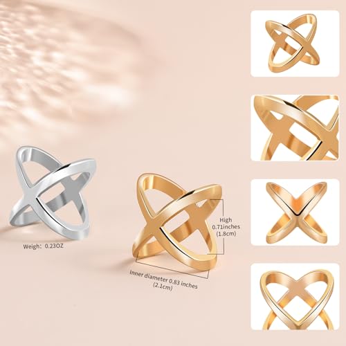 SYWDUDUCLT Scarf Ring for Women's Shawl, Silk Neckerchief, Tshirt, Gold/Sivler, S/M/L, 2 Pcs - style: Modern-M