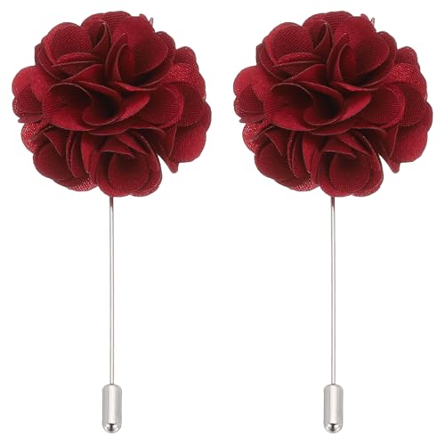 PATIKIL Flower Boutonnieres Pin, Lapel Pin for Men Camellia Flower for Suit Wedding Graduation Anniversary Graduation Outfit Accessories - color: Wine Red