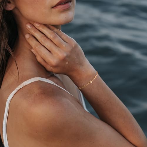 Gold Chain Bracelet for Women, 14K Gold Plated | Dainty Bracelets with Adjustable Chain, Trendy Jewelry Gift for Women - style: simple