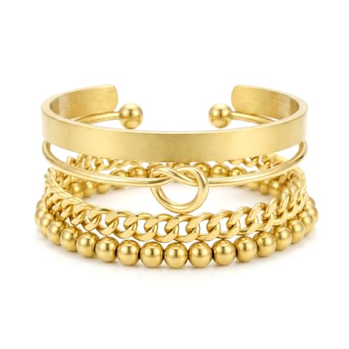 925 Sterling Silver Bracelets for Women Stack, Trendy Tennis Bangle Cuff Jewelry Set 14K Gold Plated, Adjustable Bracelet Set for Wrist Essentials, Women Fashion Watch Band Acecessories - style: Braccelet_4pcs_02