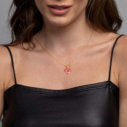 Starain Heart Necklaces for Women Dainty Cubic Zirconia Love Heart Pendant Necklace 18K Gold Plated Chain Trendy Stuff Jewelry - color: I Gold Heart Necklace