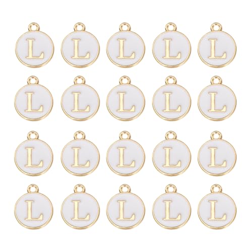 MECCANIXITY Pendants Letter Charm Initial Charm Double Sided Alphabet for DIY Necklace Bracelet Earrings Jewelry Making - style: L