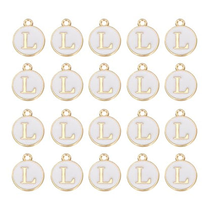 MECCANIXITY Pendants Letter Charm Initial Charm Double Sided Alphabet for DIY Necklace Bracelet Earrings Jewelry Making - style: L