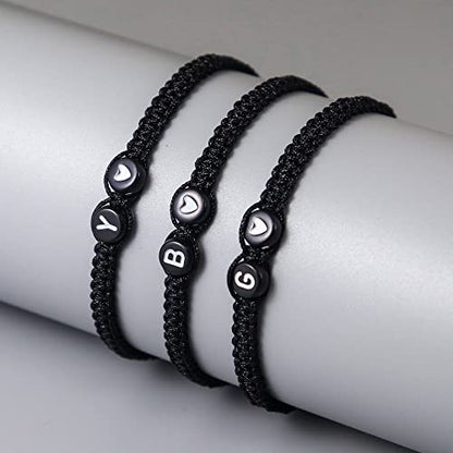 Heart Initial Bracelets 26 Letters Initial Charms Bracelet for Women Gifts A-Z Braided Bracelets Heart Link Handmade Rope Braided Adjustable Jewelry for Mom Daughter Birthday Jewelry Gift - style: J