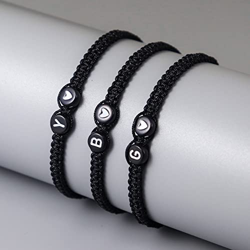 Heart Initial Bracelets 26 Letters Initial Charms Bracelet for Women Gifts A-Z Braided Bracelets Heart Link Handmade Rope Braided Adjustable Jewelry for Mom Daughter Birthday Jewelry Gift - style: H