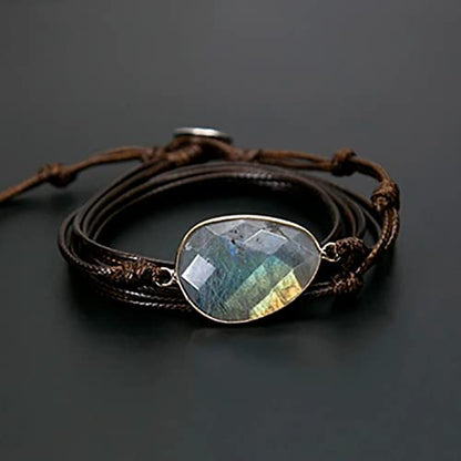 Plumiss Women Boho Handmade Natural Stone Crystal Leather Bead Wrap Bracelets Collection - style: Chakra Jasper