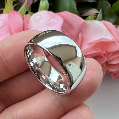 TUTISS 2mm 3mm 4mm 5mm 6mm 7mm 8mm 10mm White Tungsten Rings for Men Women Engagement Wedding Bands Domed Polished Shiny Comfort Fit - color: 10mm White Tungsten