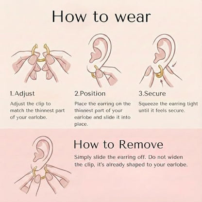Comfortable Gold Clip-On Earrings for Women – Adjustable, Non-Pierced Ears, Pain-Free Wear