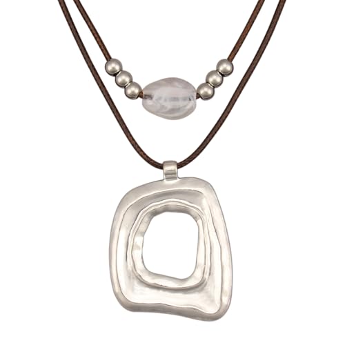 Boho Necklaces for Women Chunky Circle Necklace Bohemian Necklaces | Chunky Boho Necklace for Women Layered Boho Circle Leather Choker Necklace Long Vintage Necklaces Bohemian Jewlery Gifts - style: Bohemian Multilayer Necklace