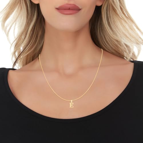 Floreo 10k Yellow Gold 0.45" Personalized Lighting Alphabet Letter A - Z Initial Charm Pendant with optional Extendable Chain Necklace - size: Pendant Only, style: - E -