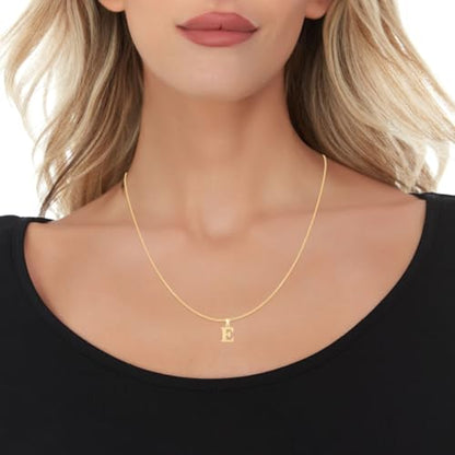 Floreo 10k Yellow Gold 0.45" Personalized Lighting Alphabet Letter A - Z Initial Charm Pendant with optional Extendable Chain Necklace - size: Pendant with Adjustable Chain, 18", style: - E -