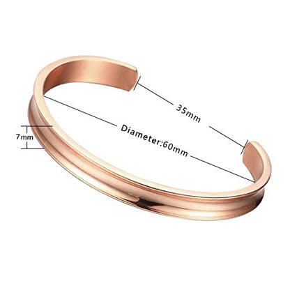 Zuo Bao Stainless Steel Bracelet Grooved Cuff Bangle for Women - color: Rose Gold