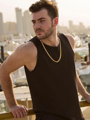 U7 Men Stainless Steel Necklace Cuban Link Chain, Flat Curb Chain Necklaces Unisex, Silver/Black/Gold Plated Chunky Hip Hop Neck Chain, 6mm/9mm Width, 18-32 Inches Length Jewelry for Mens Women - color: a. 6mm Gold, size: 32 Inches, style: a. Flat Curb