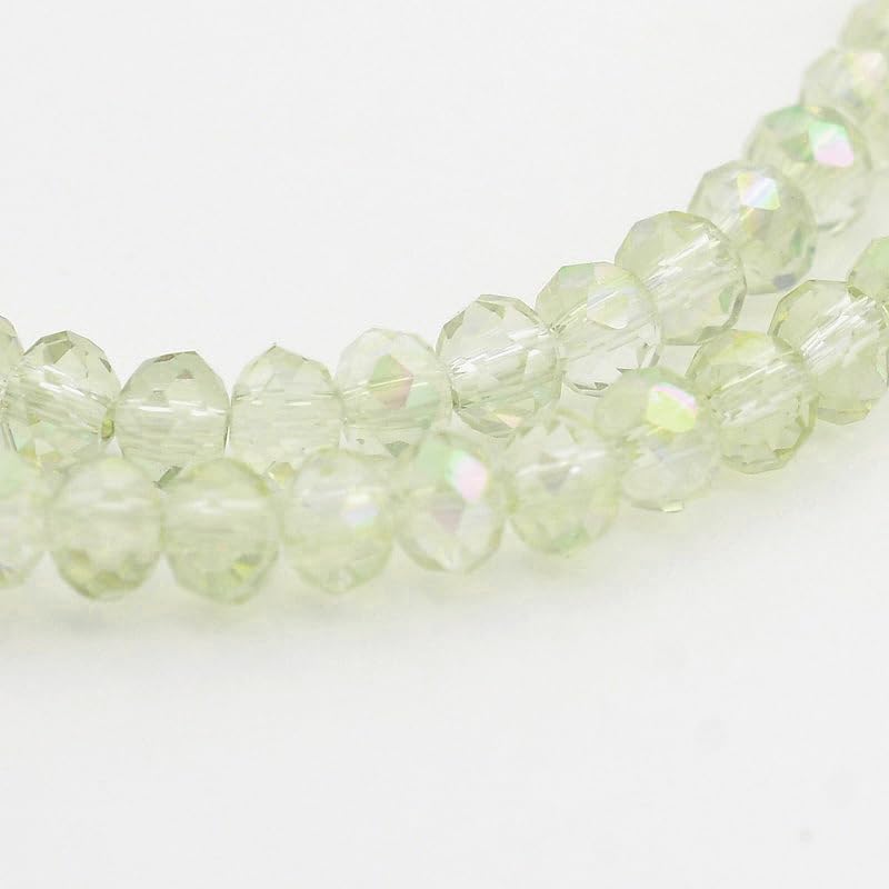 1110pcs Faceted Rondelle Glass Seed Beads 3x2mm Mini Crystal Loose Spacer Beads for DIY Friendship Bracelet Necklace Beading Craft Jewelry Making Ornament, Light Green - color: Light Green