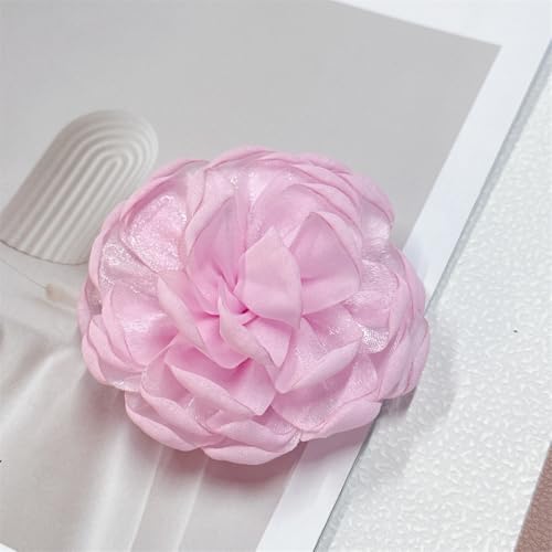 9cm Wedding Fabric Flower Brooch Pin Hair Clip for Women Men Elegant Big Camellia Rose Floral Brooches Lapel Pins Dainty Holiday Party Costume Dress Accessories Jewelry - color: Fushia