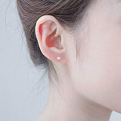 EPIRORA Sterling Silver Stud Earrings for Women Men- 3 Pairs 3mm Tiny Ball Stud Earrings Round CZ Earrings Pearl Earrings Set Cartilage Small Tragus Earrings - style: 3 Pairs-Pearl Earrings