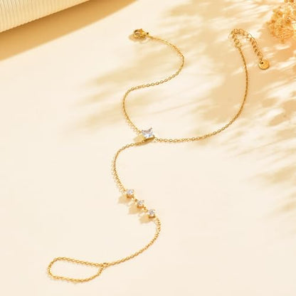 Dainty Cubic Zircon Foot Chain for Women 18K Gold Plated Stainless Steel Adjustable Ankle Bracelet Trendy Paperclip Cross Star Pearl Beach Summer Foot Jewelry Fashion Accessories Gifts for Women - color: Square CZ+3 Small CZ-GD