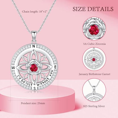 Compass Necklace Sterling Silver Nautical Graduation Gift | 925 Sterling Silver compass pendant with meaningful nautical design, jewelry for women, graduation and travel gift - color: Silver-19