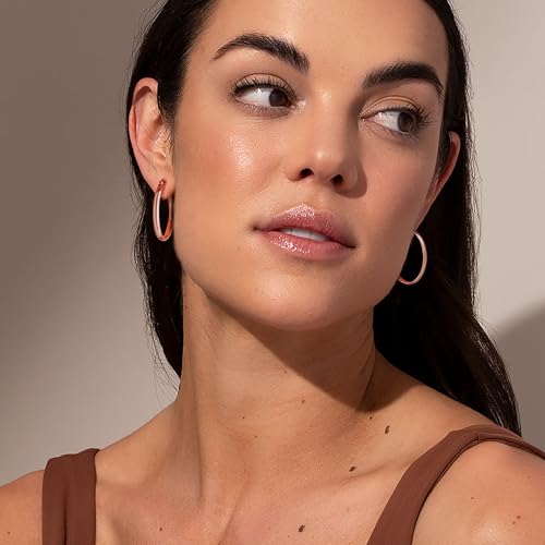 3mm Wide Large Hoop Earrings for Women Hypoallergenic 925 Sterling Silver Post Gold Earrings Lightweight Silver Hoop Earrings Oversize Big Gold Hoops 30/40/50/60MM - color: Rose Gold, size: 30mm